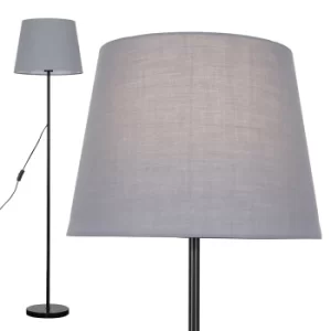 Image of Charlie Black Floor Lamp with Grey Aspen Shade