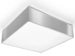 image of Horus 2 Light Flush Square Ceiling Light Silver, E27