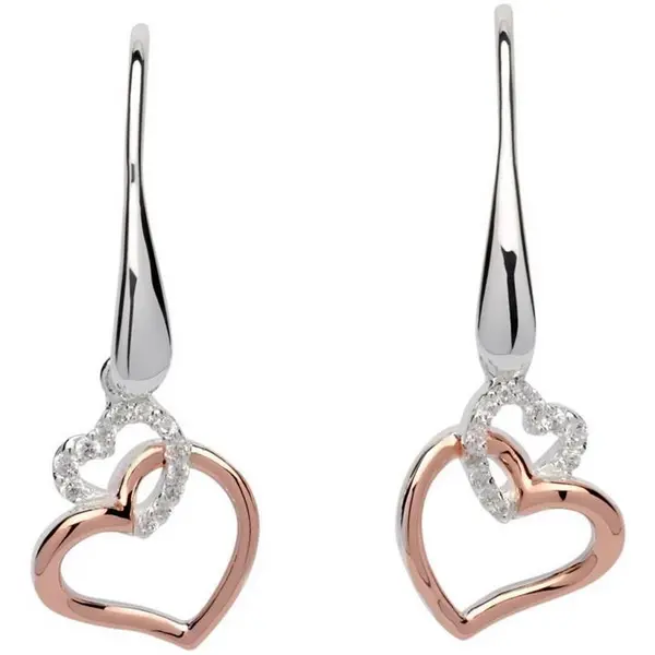 image of Unique And Co Unique & Co Sterling , Rose Gold & CZ earrings - Silver One Size