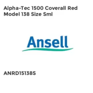 image of Ansell ANSELL ALPHA-TEC 1500 COVERALL RED MODEL 138 SIZE SML