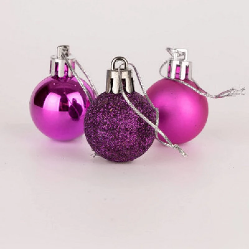 Image of Shatchi 30mm/24Pcs Christmas Baubles Shatterproof Purple,Tree Decorations Purple