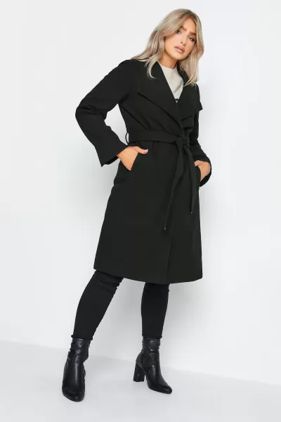 Image of M&Co Belted Formal Wrap Coat - Dark Red, Red, Size 12, Women