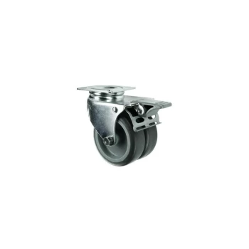 Image of Braked Swivel Plate 75MM Twin Rubber - Atlas Workholders
