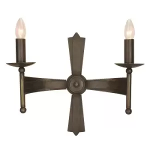 Image of Twin Wall Light Sconce Hand Painted Metalwork Old Bronze LED E14 60W