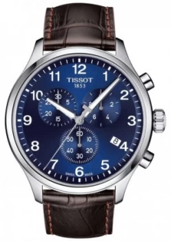 image of Tissot Mens T-sport XL Chronograph Blue Dial Brown Leather Watch