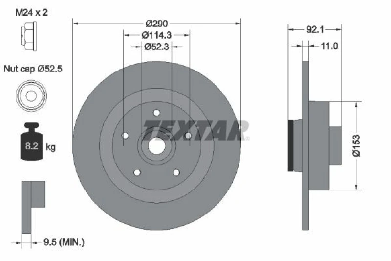 Image of Brake disc TEXTAR 92254103