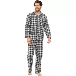 Image of Tom Franks Mens Traditional Check Pyjamas (XXL) (Grey)