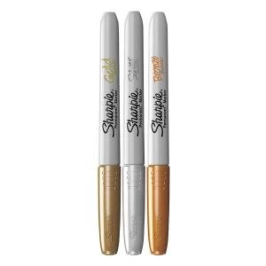 Image of Sharpie Perm Markers Fine Tip Assorted Metallic Colours Pack 3 56715NR