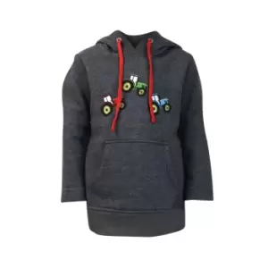 Image of Little Knight Boys Tractor Collection Hoodie (7-8 Years) (Charcoal Grey/Red)
