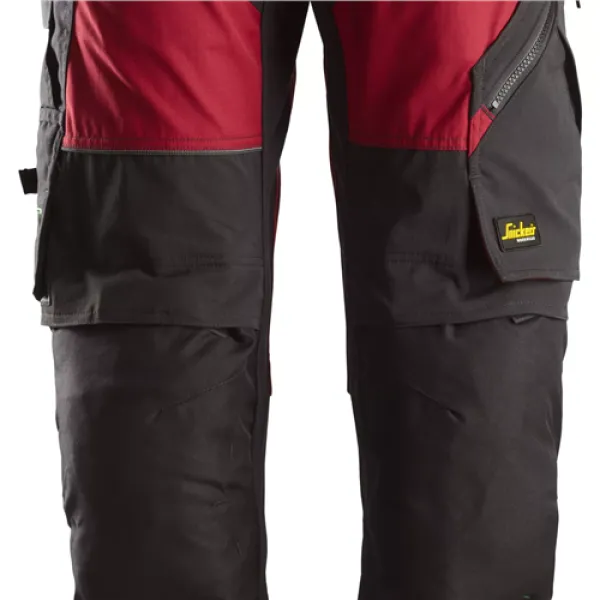 Image of Snickers FlexiWork Work Trousers+ - Chilli Red/Black - 44