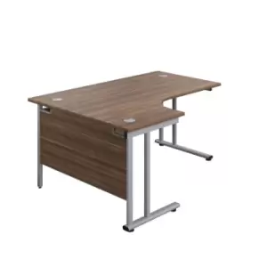 image of Tc 1600 x 1200 Twin Upright Left Hand Radial Desk Dark Walnut-Silver