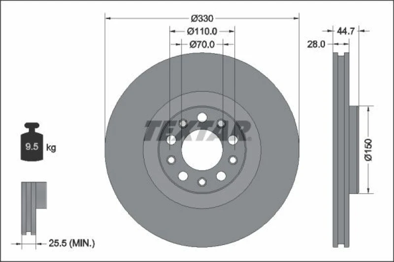 Image of Brake disc TEXTAR 92337905