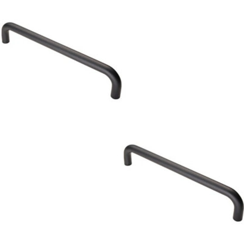 Image of Loops 2x Round D Bar Pull Handle 319 x 19mm 300mm Fixing Centres Matt Black unisex
