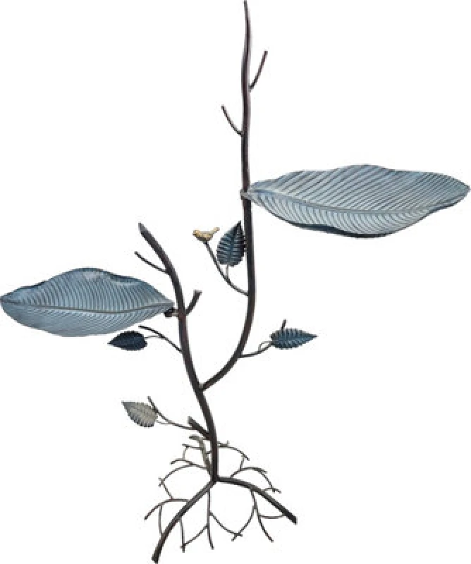 Image of Netagon Outdoor Garden Free Standing Weatherproof Leaf Bird Bath & Feeder Ornament