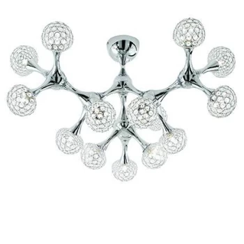Image of Nodi Crystal 15 Light Large Ceiling Flush Light Chrome