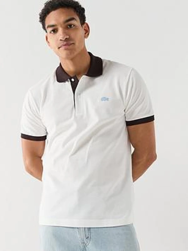 Image of Lacoste Lacoste Short Sleeve Contrast Polo White - Lacoste - Size: XL46 White Male XL46 LA36504