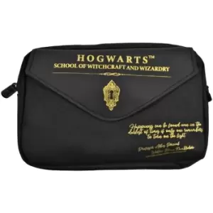 image of Harry Potter Multi Pocket Pencil Case Happiness Quote Black Gold