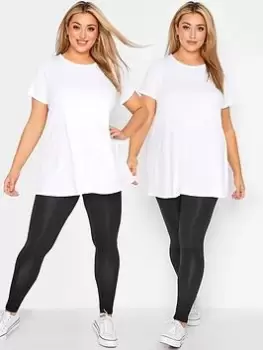 Image of Yours Viscose Elastane 2 Pack Legging - Black, Size 34-36, Inside Leg 30, Women