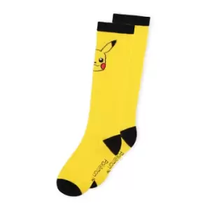 Image of Pokemon Pikachu Knee High Socks, Female, 35/38, Yellow/Black...