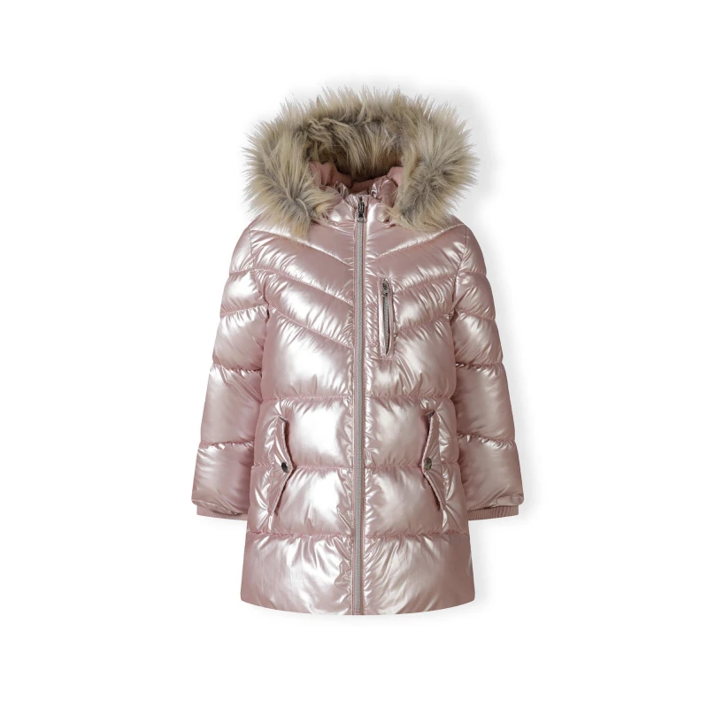 Image of Minoti Girls winter coat detachable faux fur pink Pink female 2-3 Yrs