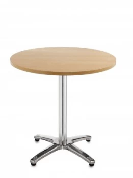 Image of Roma Circular Table With 4 Leg Chrome Base 600mm - Beech