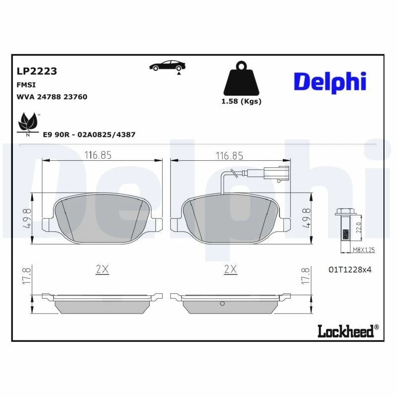 Image of DELPHI Brake pad set DELPHI LP2223