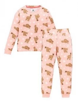 image of Chelsea Peers Girls Alpaca Print Pyjamas - Pink