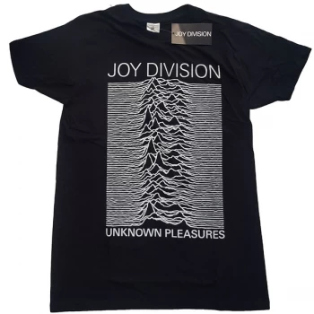 Image of Joy Division - Unknown Pleasures White On Black Unisex Large T-Shirt - Black