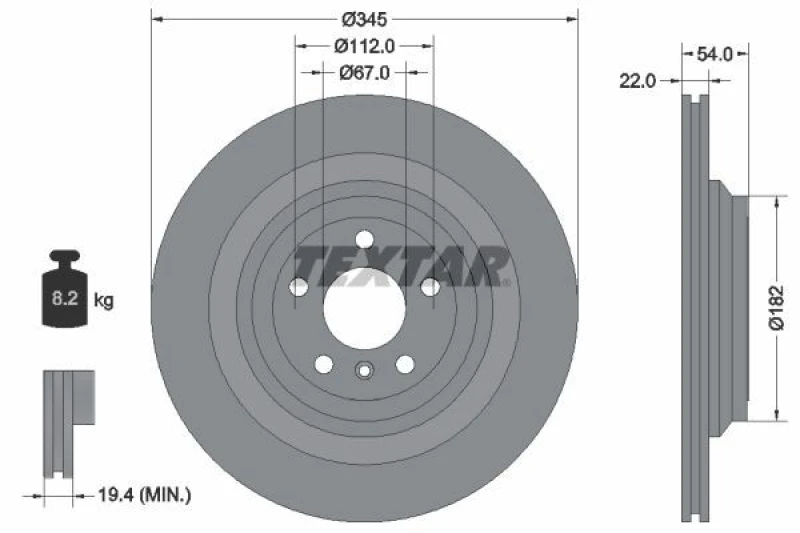 Image of Brake disc TEXTAR 92284003