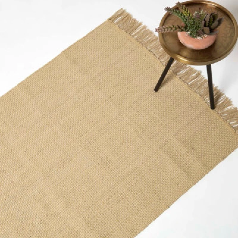 Image of Homescapes Zaphyr Natural Handwoven Jute Rug with Tassels Natural