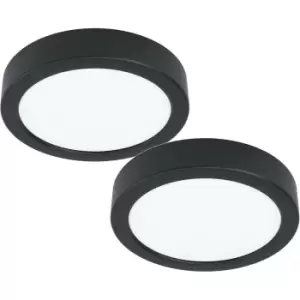 Image of 2 PACK Wall / Ceiling Light Black 160mm Round Surface Mounted 10.5W LED 3000K
