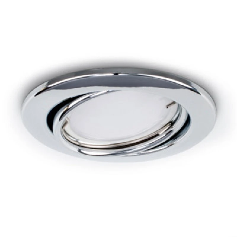 Image of ValueLights Downlight Tiltable Fire Rated Ceiling Light Fitting 6 Pack With Cool White Bulbs Metallic Silver
