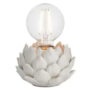 Image of Endon Artichoke Complete Table Lamp, Oatmeal Crackle Glaze, Antique Brass Plate