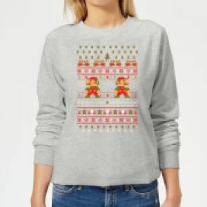 Image of Nintendo Super Mario Mario Ho Ho Ho Its A Me Christmas Womens Christmas Sweatshirt - Grey - L