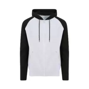 AWDis Just Hoods Mens Baseball Zoodie (L) (Heather Grey/Jet Black)