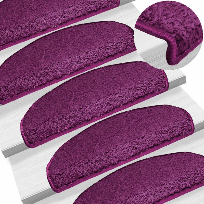 Image of VIDAXL Carpet Stair Treads 15 pcs Violet 65x21x4cm vidaXL 133905
