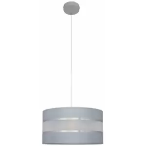 image of Helam Helen Cylindrical Pendant Ceiling Light Grey, Silver 35cm