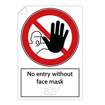 image of Prohibition Sticker - No Entry Without Face Mask (200 X 300mm)