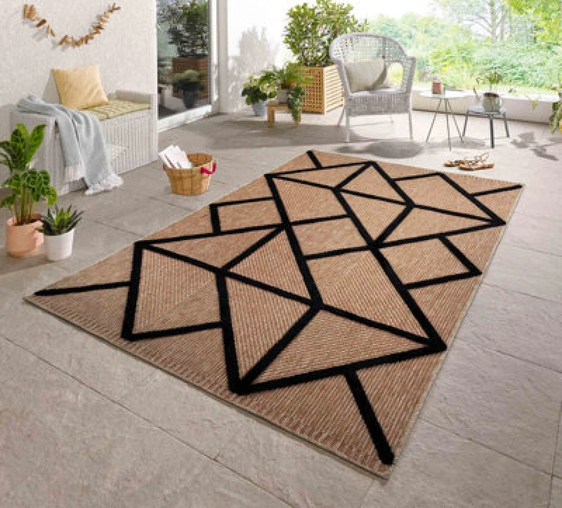 Image of Harper Prism Pattern Water Resistant Indoor Area Rugs Black 50X80 Cm
