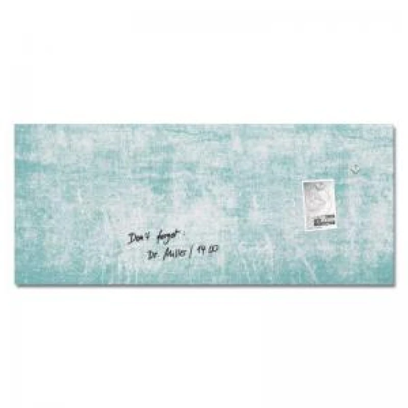 Image of Wall Mounted Magnetic Glass Board 1300x550x18mm - Turquoise Wall Matt