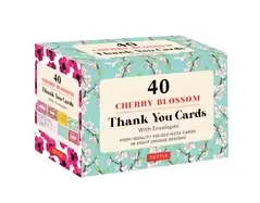 Image of cherry blossoms 40 thank you cards with envelopes 4 12 x 3" blank card