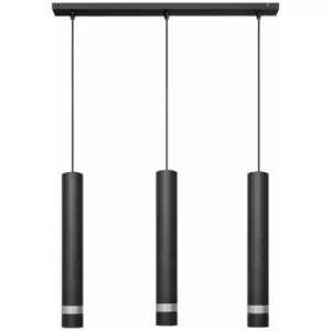 image of Helam Tuba Straight Bar Pendant Ceiling Light Black, Chrome 60cm