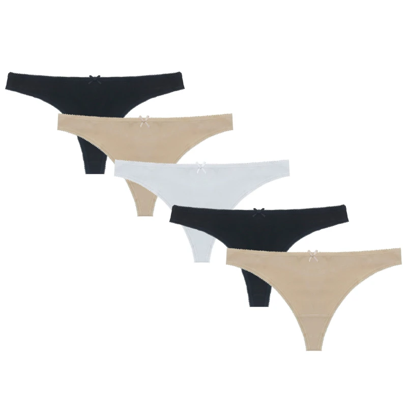 Image of Miso 5pk Thong Ld Thong Briefs 8 (XS) Neutral 43503370310