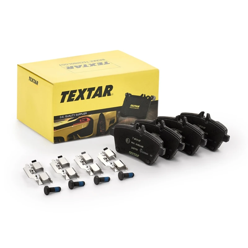 Image of TEXTAR 2407701 Brake pad set Q+ prepared for wear warning indicator, with accessories, with brake caliper screws Brake Pad Set,disc brake (402)