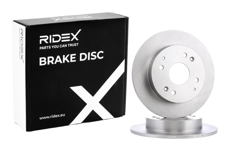 Image of RIDEX 82B0903 Brake disc Rear Axle, solid, Cast Iron, Uncoated, Untreated, without bolts/screws Cast Iron Brake Disc (82)