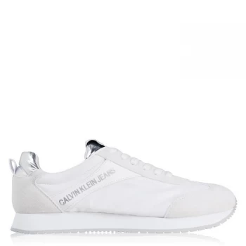 Image of Calvin Klein Jeans Jerrold Lace Up Trainers - White/Silver
