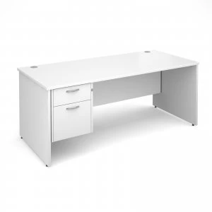 Image of Maestro 25 PL Straight Desk With 2 Drawer Pedestal 1800mm - White pane