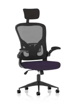 Image of Ace Executive Bespoke Fabric Seat Tansy Purple Mesh Chair With Folding Arms