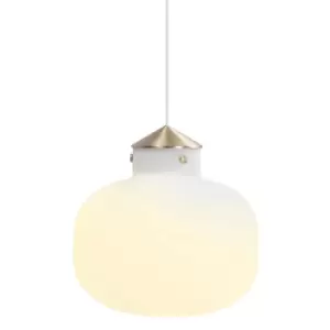 Image of Raito 30cm Oval Globe Pendant Ceiling Light Opal Glass, E27