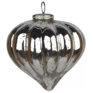 Image of The Noel Collection Silver Teardrop Large Bauble